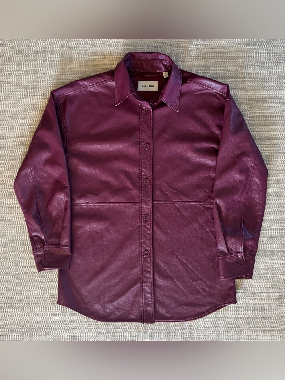 Aritzia Babaton Pelli burgundy vegan leather oversized shirt jacket women’s S